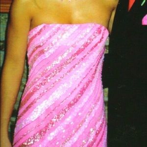 Beautiful pink sequin prom dress